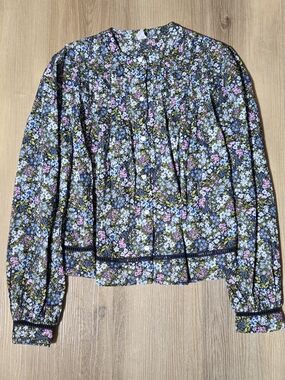 Old Navy Black Floral Button-Front Blouse